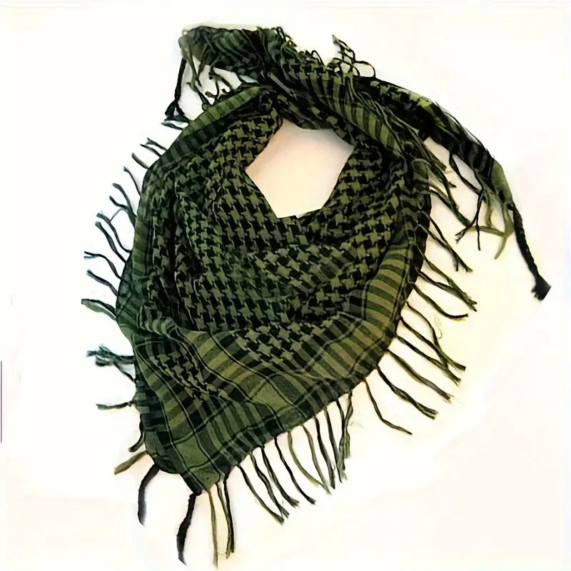 Écharpe keffieh homme noir et blanc – Chèche léger à franges pour style moderne et décontracté