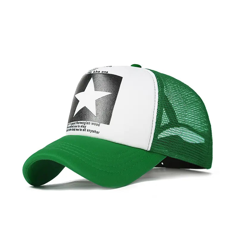 Casquette trucker homme noire étoile – Casquette respirante filet réglable streetwear