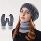 Ensemble Hiver Femme 2/3 Pièces – Bonnet, Tour de Cou et Gants Tactiles Chauds en Laine Tricotée