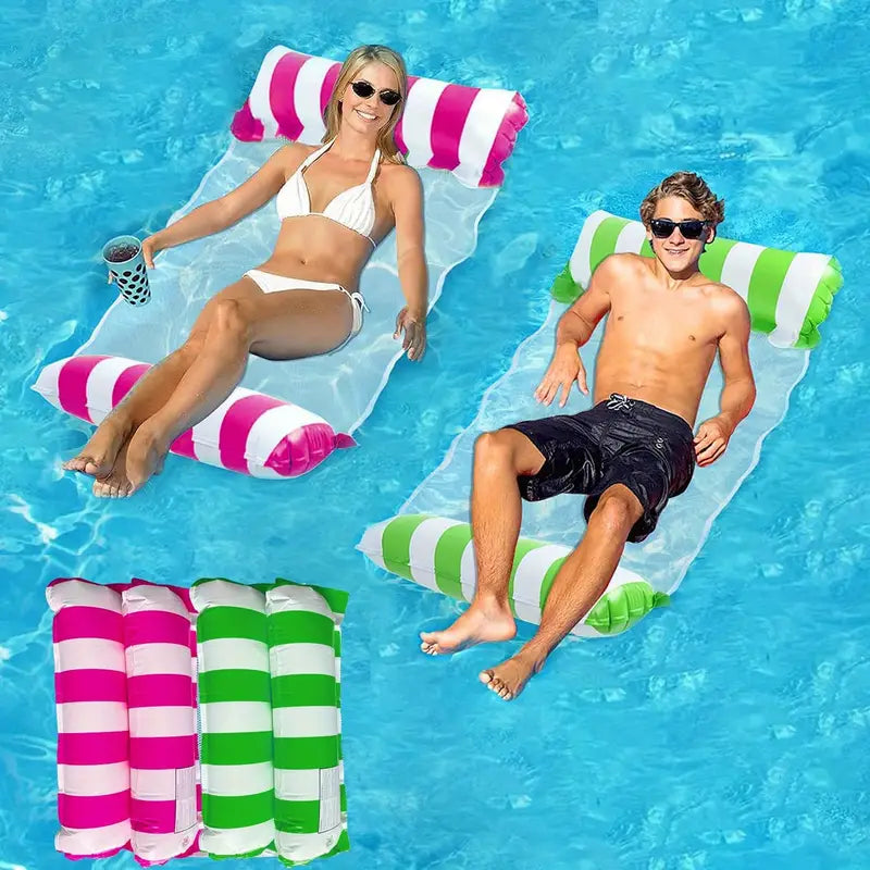 Matelas gonflable piscine avec appuie-tête – Transat flottant confortable multicolore