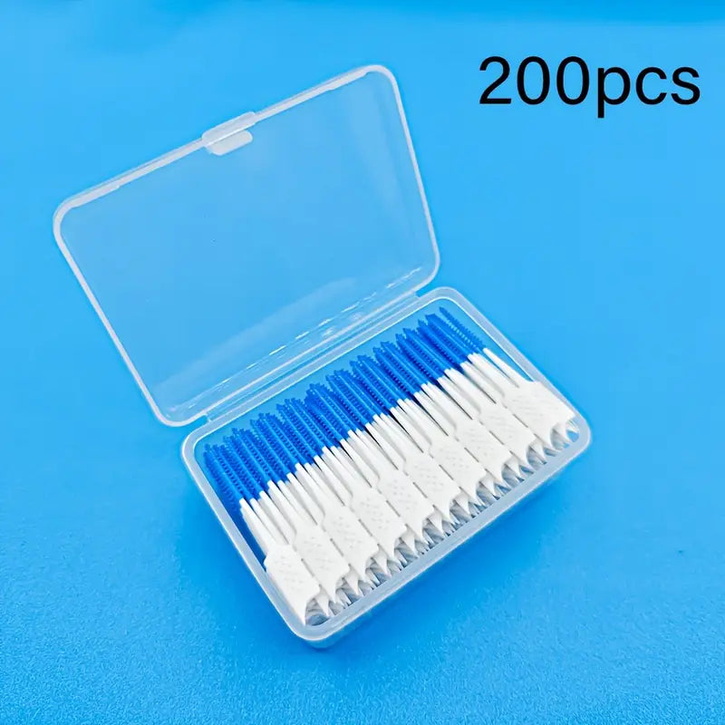Brossettes Interdentaires en Boîte – Lot de 200 Nettoyeurs Dentaires Souples pour Hygiène Buccale et Espace Interdentaire