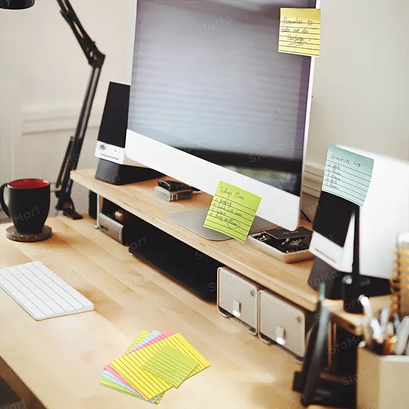Bloc de Notes Lignées Multicolores – Papiers Autocollants Amovibles pour Bureau, Études et Organisation Quotidienne