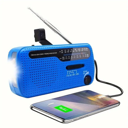 Radio Portable Multi-Bandes FM/AM/SW avec Lampe Torche et Panneau Solaire – Idéale Camping et Urgence
