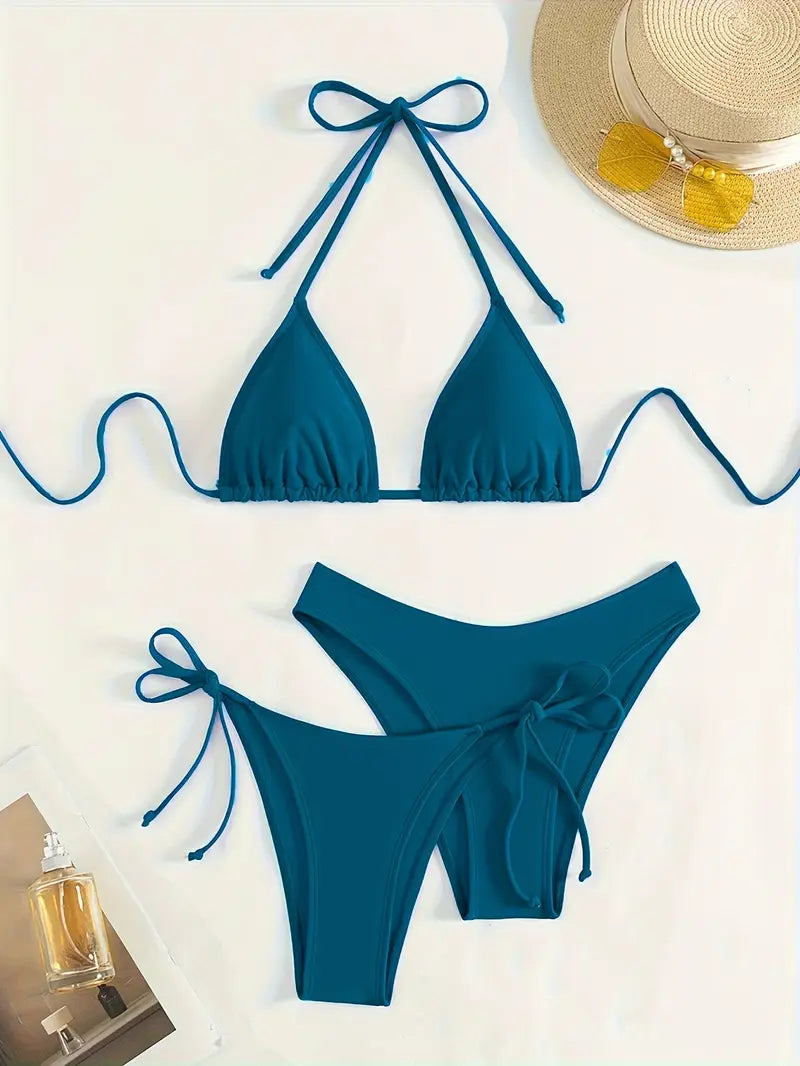 Ensemble Bikini Brésilien – Triangle Ajustable & Bas Échancré à Nouer