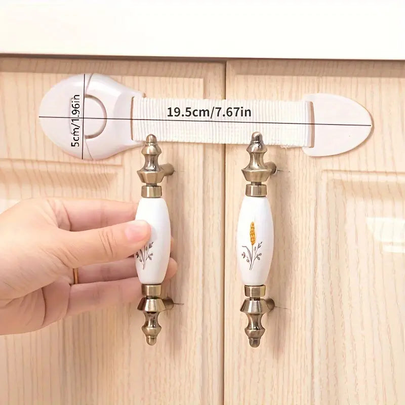 Verrou de Sécurité pour Enfants – Bloque-Tiroirs et Placards avec Sangle Ajustable Autocollante