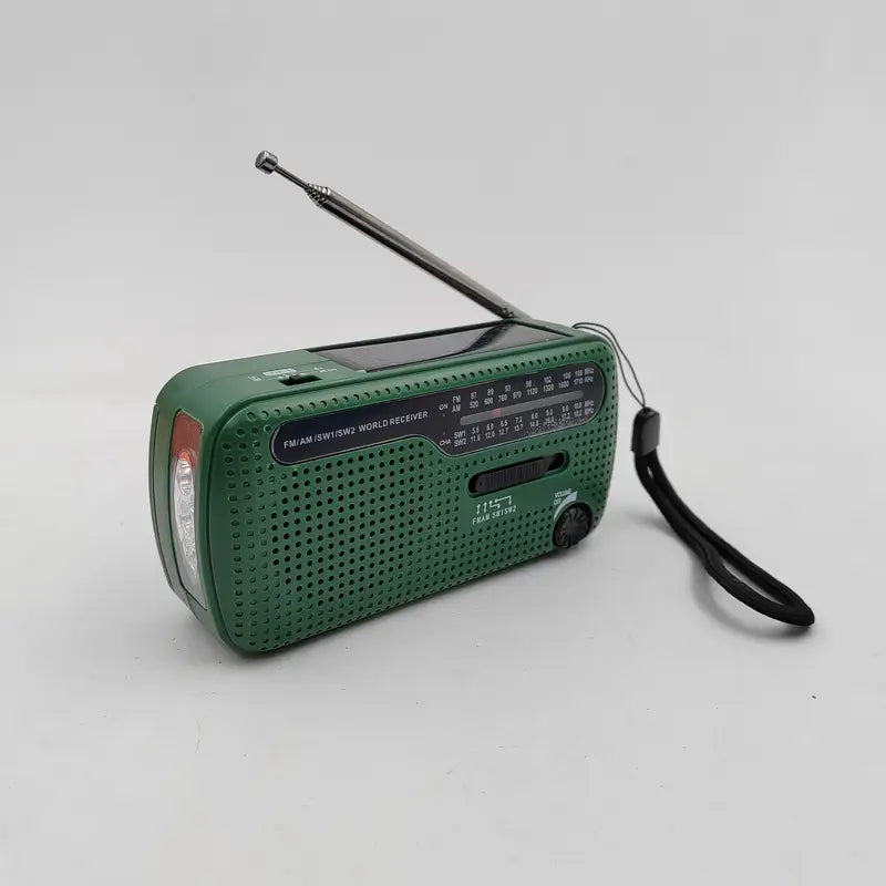 Radio Portable Multi-Bandes FM/AM/SW avec Lampe Torche et Panneau Solaire – Idéale Camping et Urgence