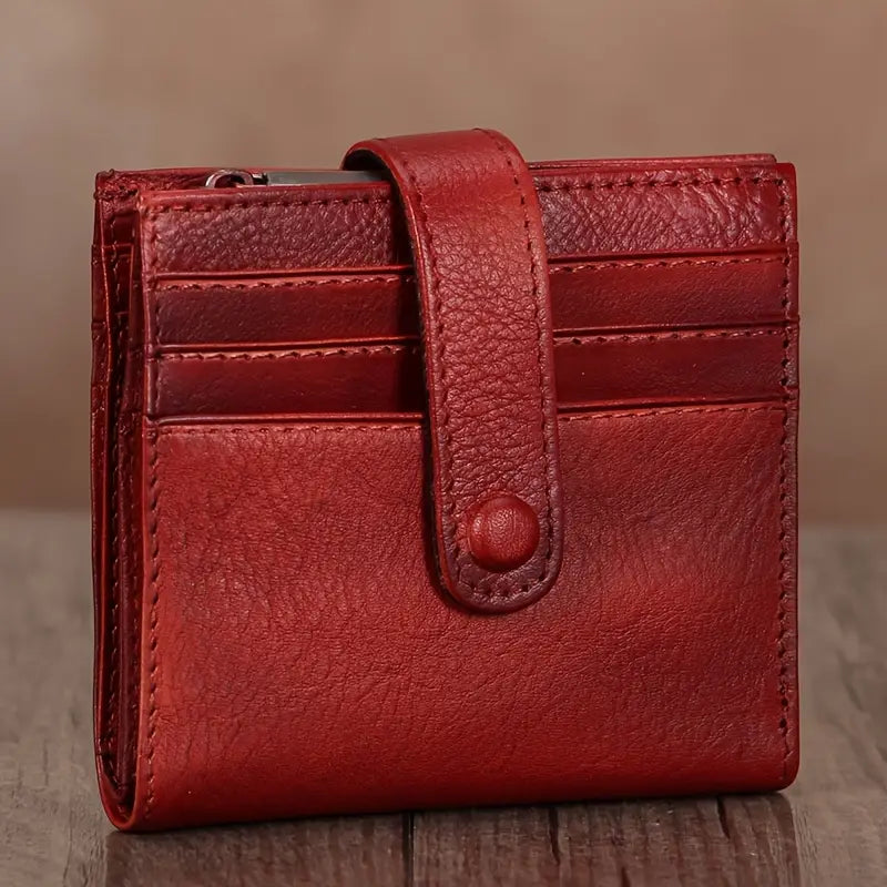 Portefeuille femme en cuir marron – Compact, élégant et multi-compartiments