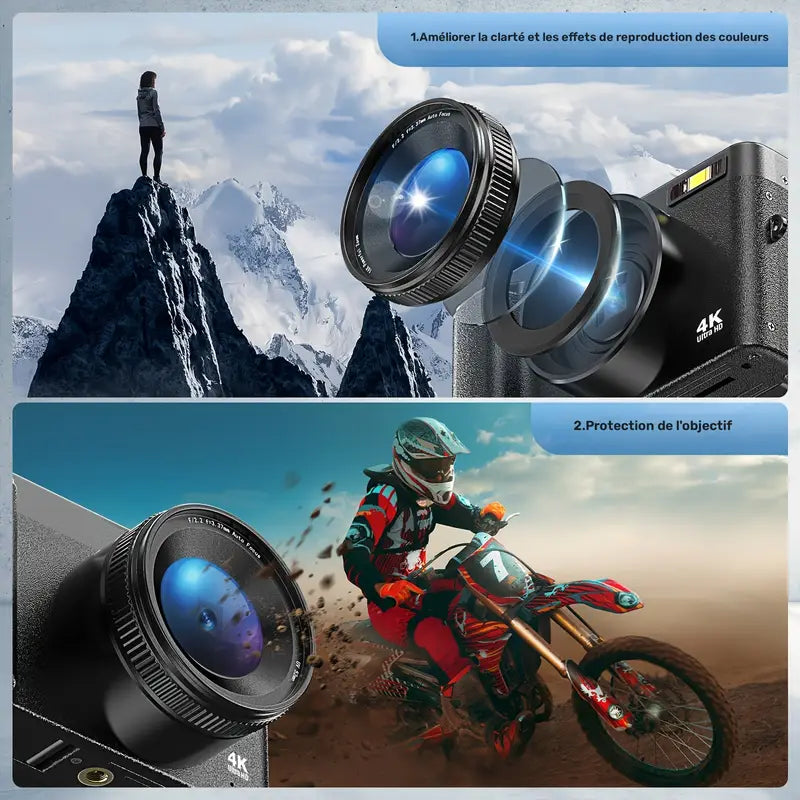Appareil Photo Numérique 4K UHD – Écran Rotatif & Zoom HD | Idéal Vlog & Sport