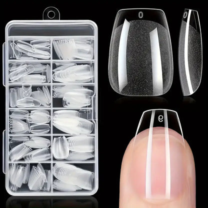 Kit Faux Ongles Carrés Transparente – Capsules Ongles Courts en Acrylique, 240 Pièces avec Boîte de Rangement