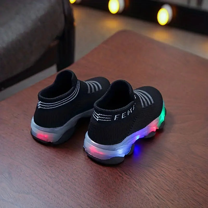 Baskets lumineuses fille – Chaussures de sport respirantes avec semelle LED colorée