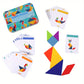 Jeu de Tangram en Bois avec Cartes Défi – Puzzle Éducatif Géométrique pour Enfants et Adultes