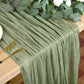 Chemin de Table Bohème en Gaze Froissée, coloris Vert