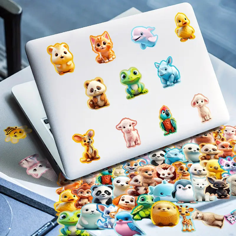 Autocollants 3D Animaux Mignons – Stickers Décoratifs pour Ordinateur Portable, Tablette et Coque de Téléphone