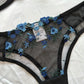 Ensemble Lingerie Sexy Femme en Dentelle Transparente – Soutien-Gorge à Armatures et Tanga Fleurs Brodées