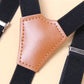 Bretelles homme avec finitions cuir – Bretelles élastiques ajustables à crochets métalliques, élégance et confort