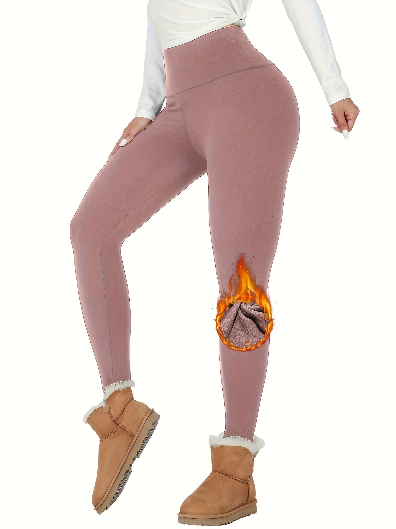 Leggings Femme Doublés Polaire Taille Haute