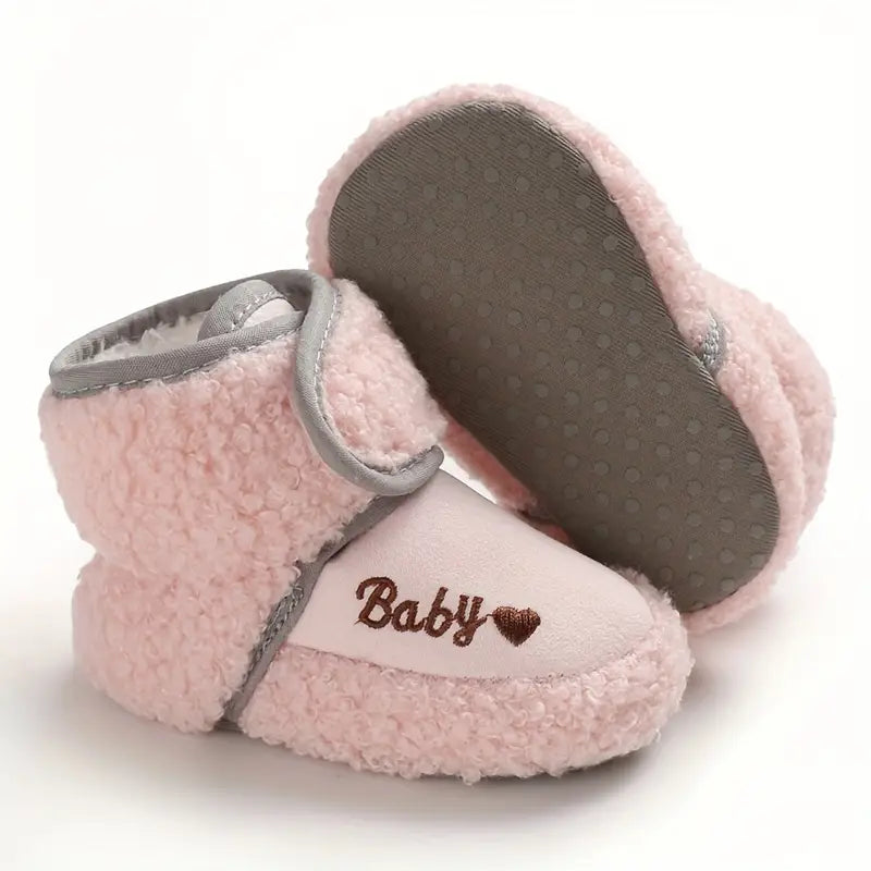 Chaussons bébé fille hiver en laine chaude – Bottines souples antidérapantes