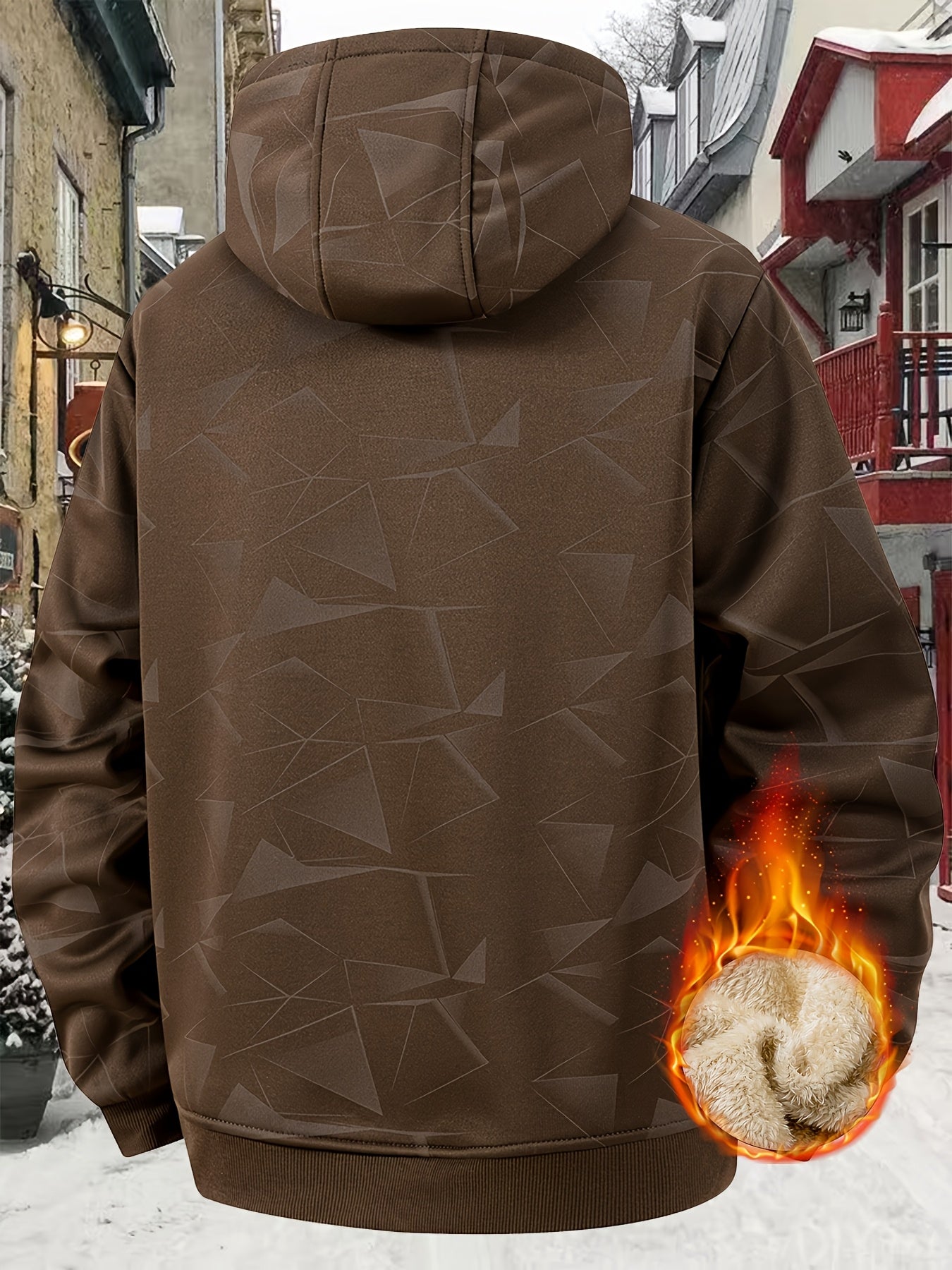Manteau Épaissi en Polaire à Capuche pour Homme