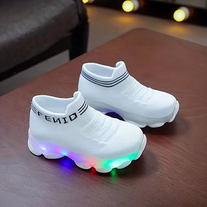 Baskets lumineuses fille – Chaussures de sport respirantes avec semelle LED colorée
