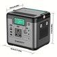 Station d’alimentation portable Swarey 500W – Générateur rechargeable compact avec prises USB, AC et lampe LED intégrée