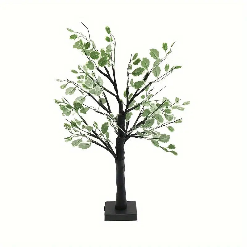 Lampe Arbre LED Décoratif avec Feuilles Vertes – Éclairage Ambiance Naturel pour Salon, Chambre et Bureau
