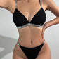 Ensemble lingerie femme deux pièces – Soutien-gorge triangle et culotte fine avec détails brillants