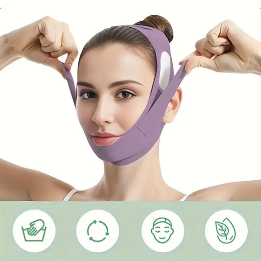 Bande Raffermissante Visage V-Lift – Masque de Maintien Anti-Double Menton, Remodelant et Réutilisable