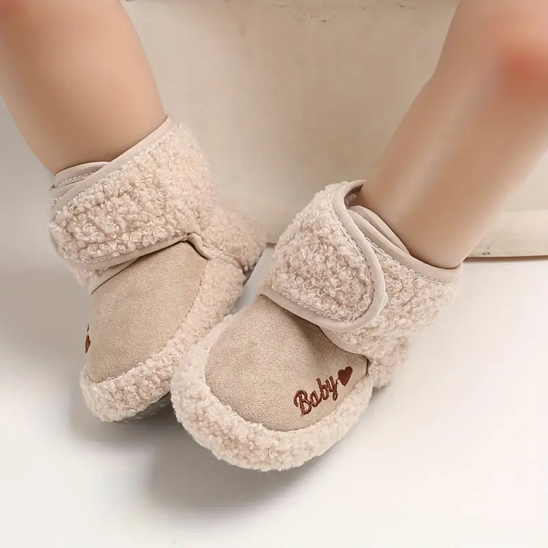 Chaussons bébé fille hiver en laine chaude – Bottines souples antidérapantes