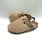 Mules fille fourrées en laine – Sabots chauds avec bride réglable et semelle confort