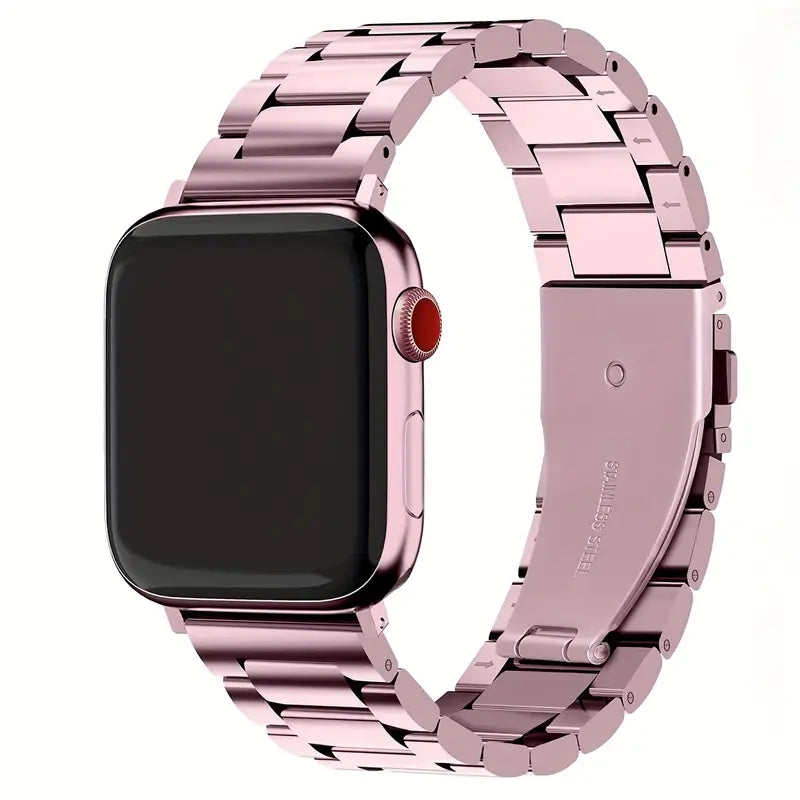 Bracelet Métal Acier Inoxydable pour Apple Watch – Élégant & Ajustable avec Outil Inclus (Argent, Noir ou Rose)