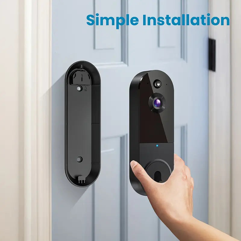 Caméra Sonnette Vidéo WiFi 2.4GHz avec Stockage Cloud – Vision Nocturne, Audio Bidirectionnel et Détection de Mouvement