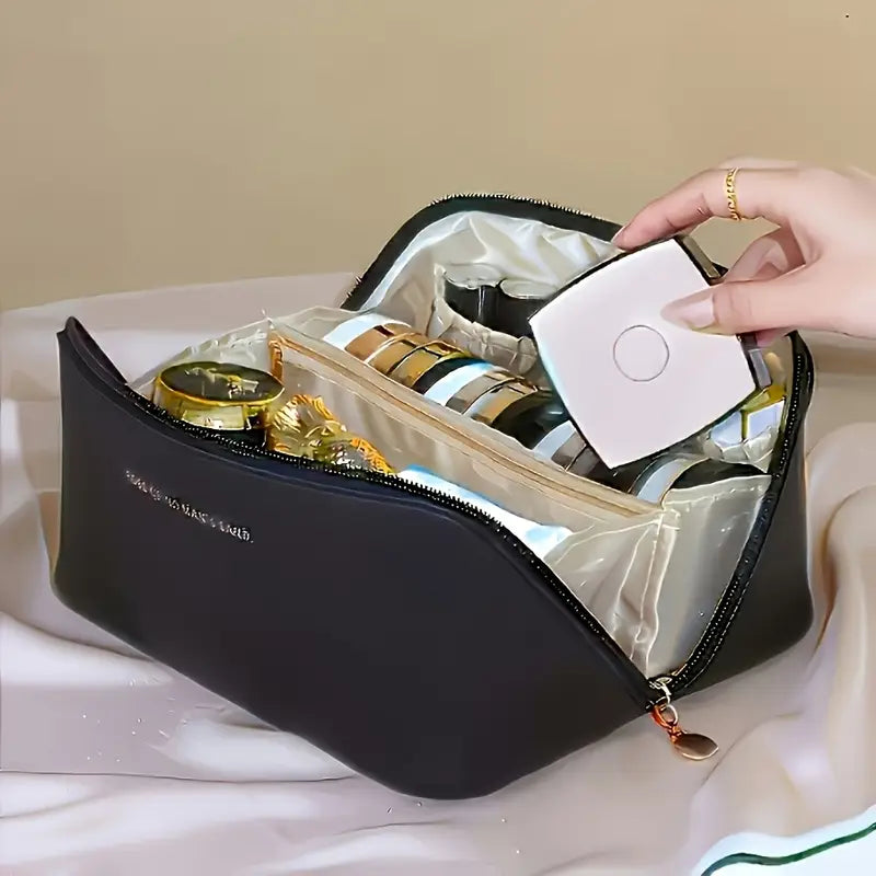 Trousse de Maquillage Grande Capacité – Pochette de Rangement Cosmétique Étanche avec Compartiments Intérieurs
