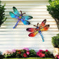 Sculptures Murales Libellules Multicolores – Décoration Artistique en Métal pour Jardin et Extérieur