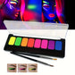 Palette de Peinture Fluorescente pour le Visage et le Corps – 8 Couleurs Néon avec Pinceaux