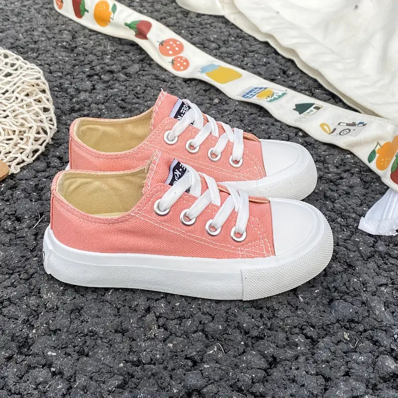 Baskets fille colorées en toile – Chaussures de sport légères et confortables à lacets, style décontracté