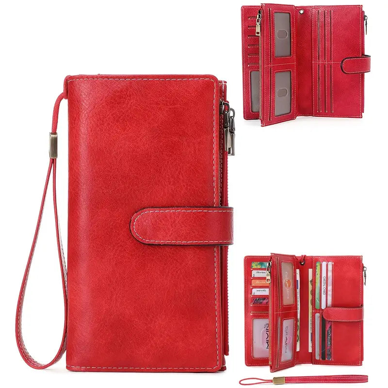 Portefeuille homme en cuir avec dragonne Ultra pratique, grande capacité et fermeture zippée sécurisée