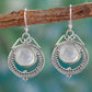 Boucles d’oreilles pendantes femme argent antique avec pierre de lune – Bijoux bohème chic