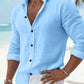 Chemise décontractée unie à boutons pour homme