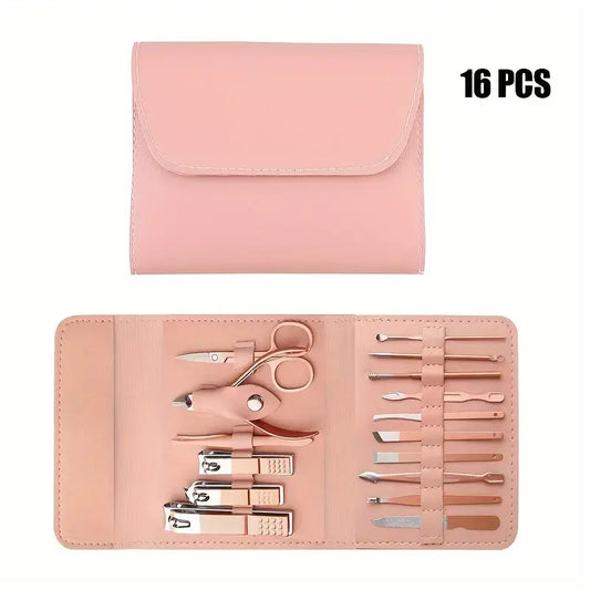 Trousse Manucure et Pédicure 16 Pièces – Kit Professionnel Coupe-Ongles et Soins des Mains et Pieds avec Étui Compact