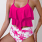 Bikini à volants et taille haute imprimée – Confort et style tropical pour l’été