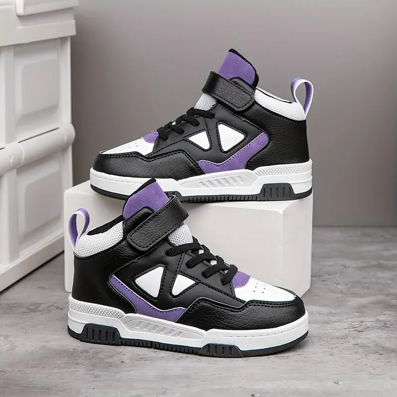 Baskets montantes fille noires et vertes – Chaussures de sport tendance style basketball