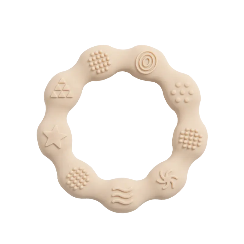 Anneaux sensoriels bébé en silicone – Jouets d’éveil colorés à textures variées pour motricité et dentition