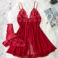 Ensemble nuisette en dentelle femme, coloris Rouge