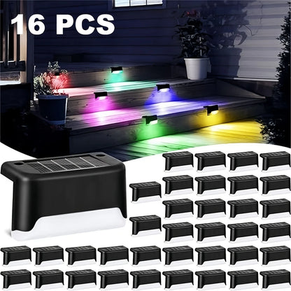 Lot de 4/12/16 Lampes Solaires LED Extérieures Noires – Éclairage Intelligent Blanc pour Escaliers, Jardins et Terrasses