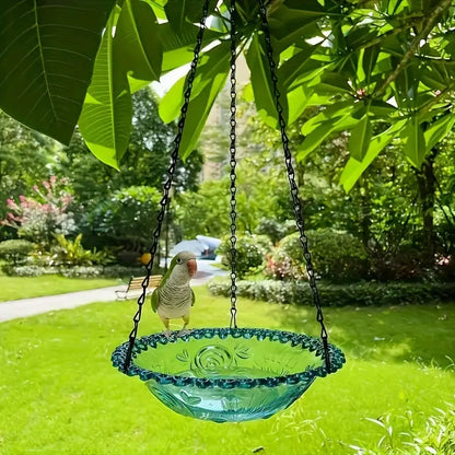 Mangeoire Suspendue en Verre pour Oiseaux – Distributeur de Graines Élégant pour Balcons et Jardins
