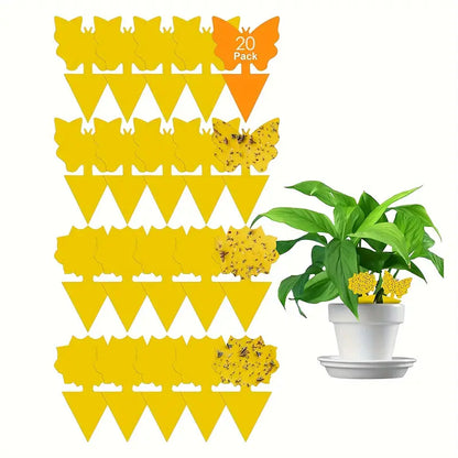 Pièges Jaunes Adhésifs Anti-Insectes Volants – Formes Papillon et Fleur, Écologiques et Sans Produits Chimiques, Idéal pour Plantes et Jardins