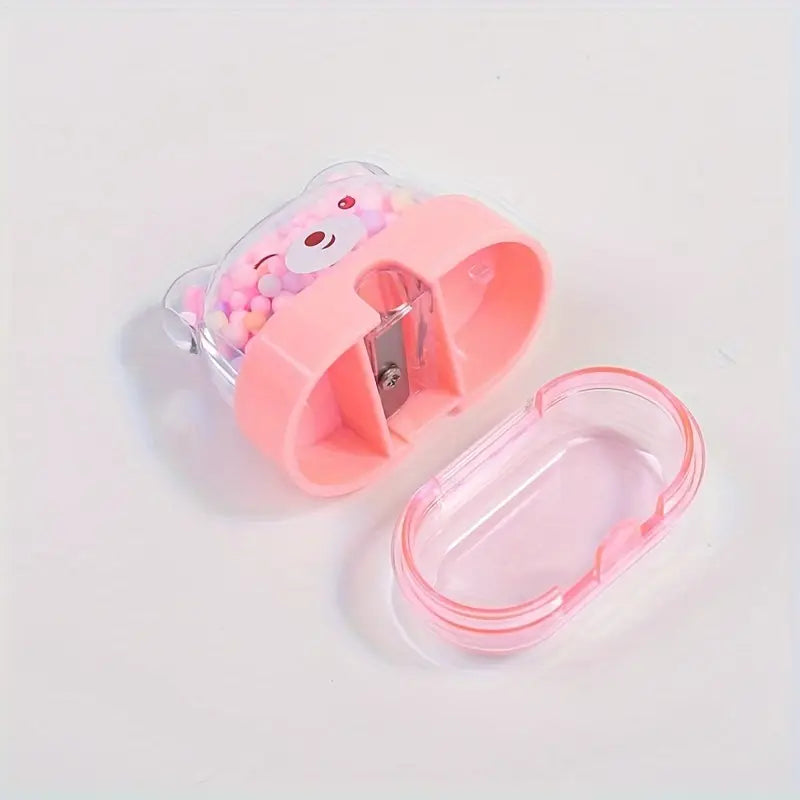 Taille-Crayon Bébé avec Réservoir Transparent – Taille-Crayons Mignon Rose à Double Trou pour École et Papeterie