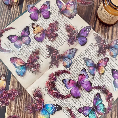 Stickers Papillons Vintage – Autocollants Esthétiques Transparente pour Papeterie, Journal Intime et Scrapbooking