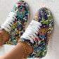 Baskets femme imprimé graffiti multicolore – Sneakers tendance streetwear confortables et respirantes