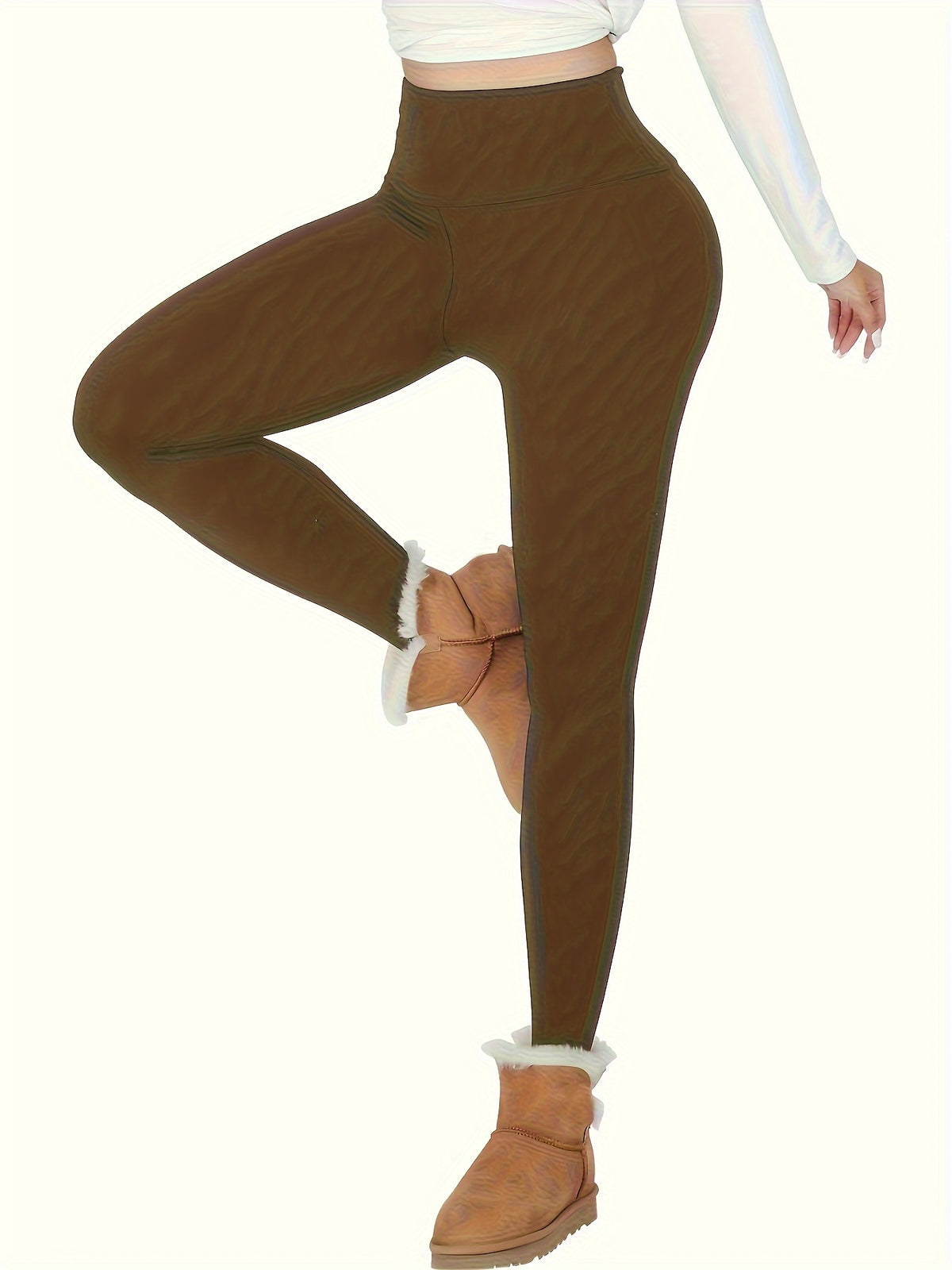 Leggings Femme Doublés Polaire Taille Haute